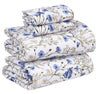 RUVANTI 100% Cotton Sheets - Cooling Percale Bed Sheets - Crispy Soft & Breathable - 16 Inches Deep Pocket - Blue Floral - 4 Pieces